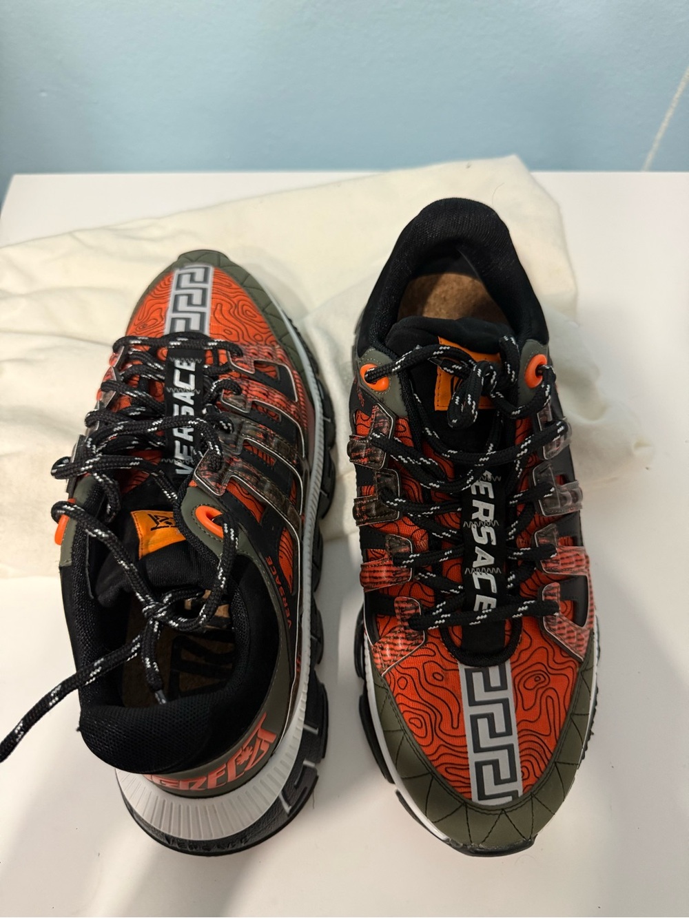 Versace Men’s Orange & Black Tech-Print